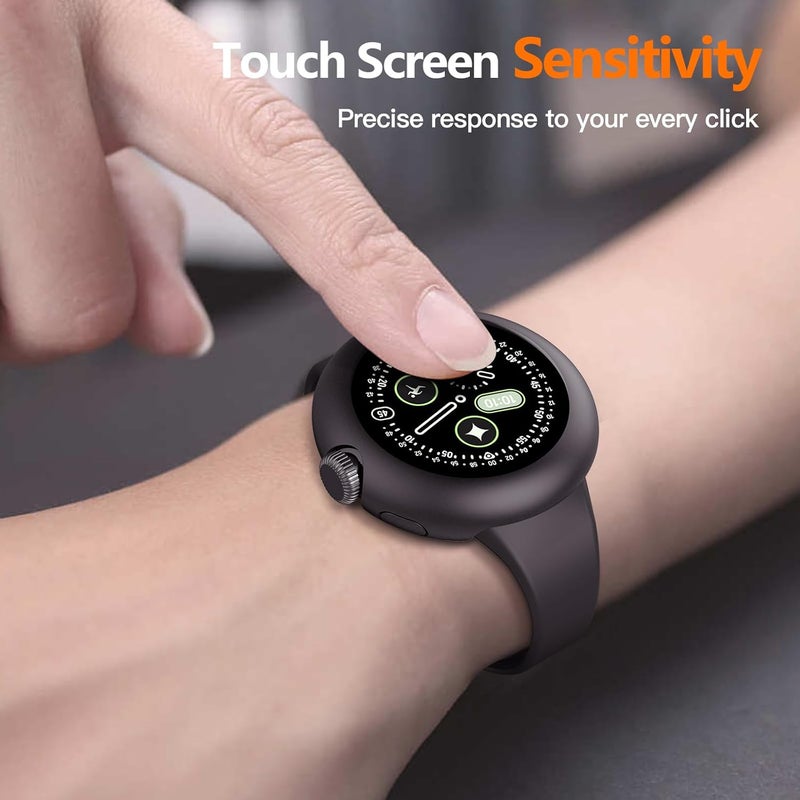 Misxi 2-Pack Shockproof Case with Screen Protector Compatible for Google Pixel Watch 4 (2025) 45mm, Direct Charging High Sensitivity Curved Protective Cover with Tempered Glass for Pixel Watch 4, Black - Image 5